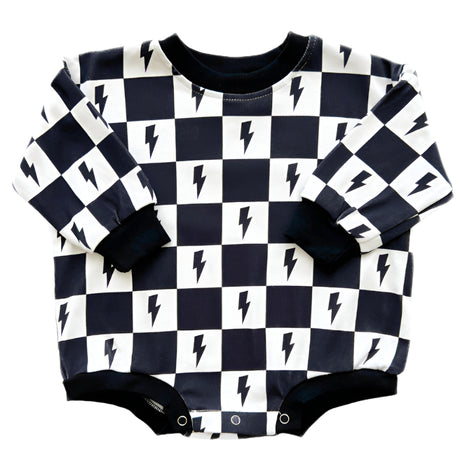 Bubble Romper | Charcoal Bolts - HoneyBug 