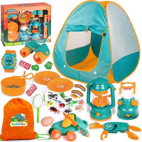 Camping Tent with Bug Catcher and Food (36 piece play set) - HoneyBug 