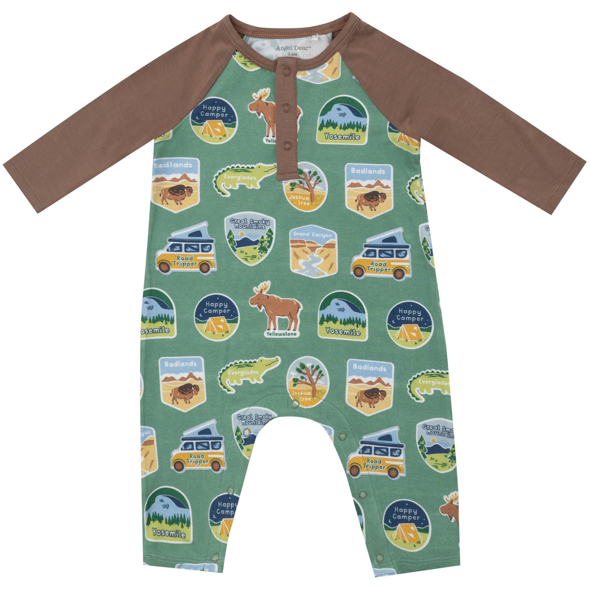 L/S Raglan Romper - National Park Stickers