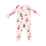 2 Way Zipper Footie - Sugar Plum Fairy Christmas Cookie  Pink