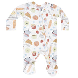 2 Way Zipper Footie - Bonjour Breakfast - HoneyBug 