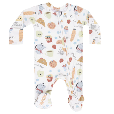 2 Way Zipper Footie - Bonjour Breakfast - HoneyBug 