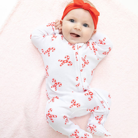 2 Way Zipper Footie - Candy Canes - HoneyBug 