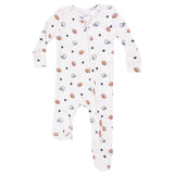 2 Way Zipper Footie - Footballs and Stars - HoneyBug 