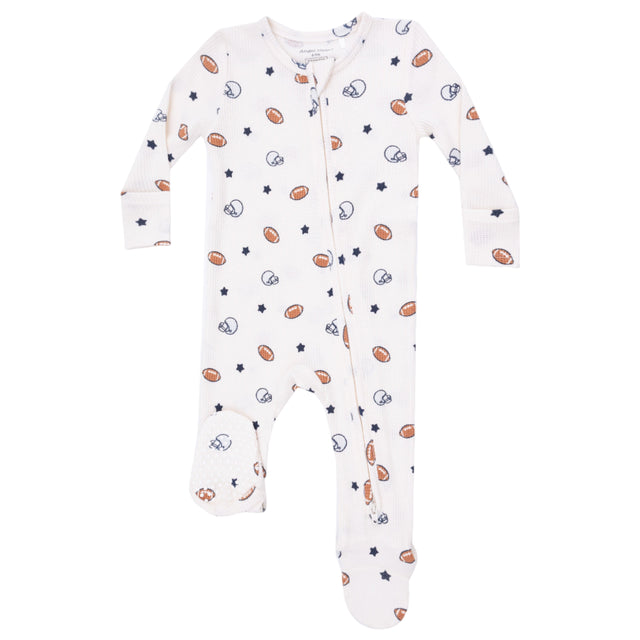 2 Way Zipper Footie - Footballs and Stars - HoneyBug 