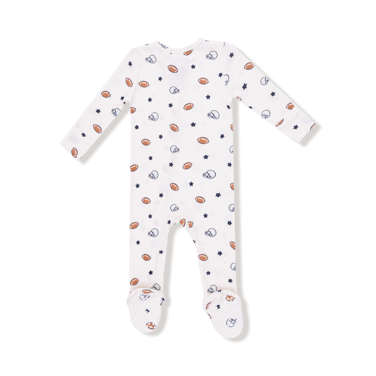 2 Way Zipper Footie - Footballs and Stars - HoneyBug 