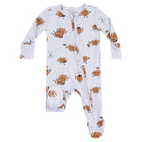 2 Way Zipper Footie - Footballs Playing Football - HoneyBug 