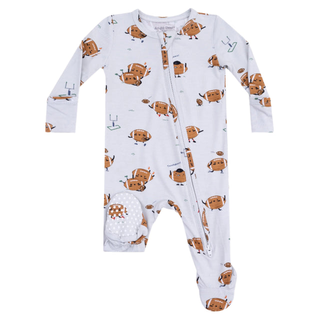 2 Way Zipper Footie - Footballs Playing Football - HoneyBug 