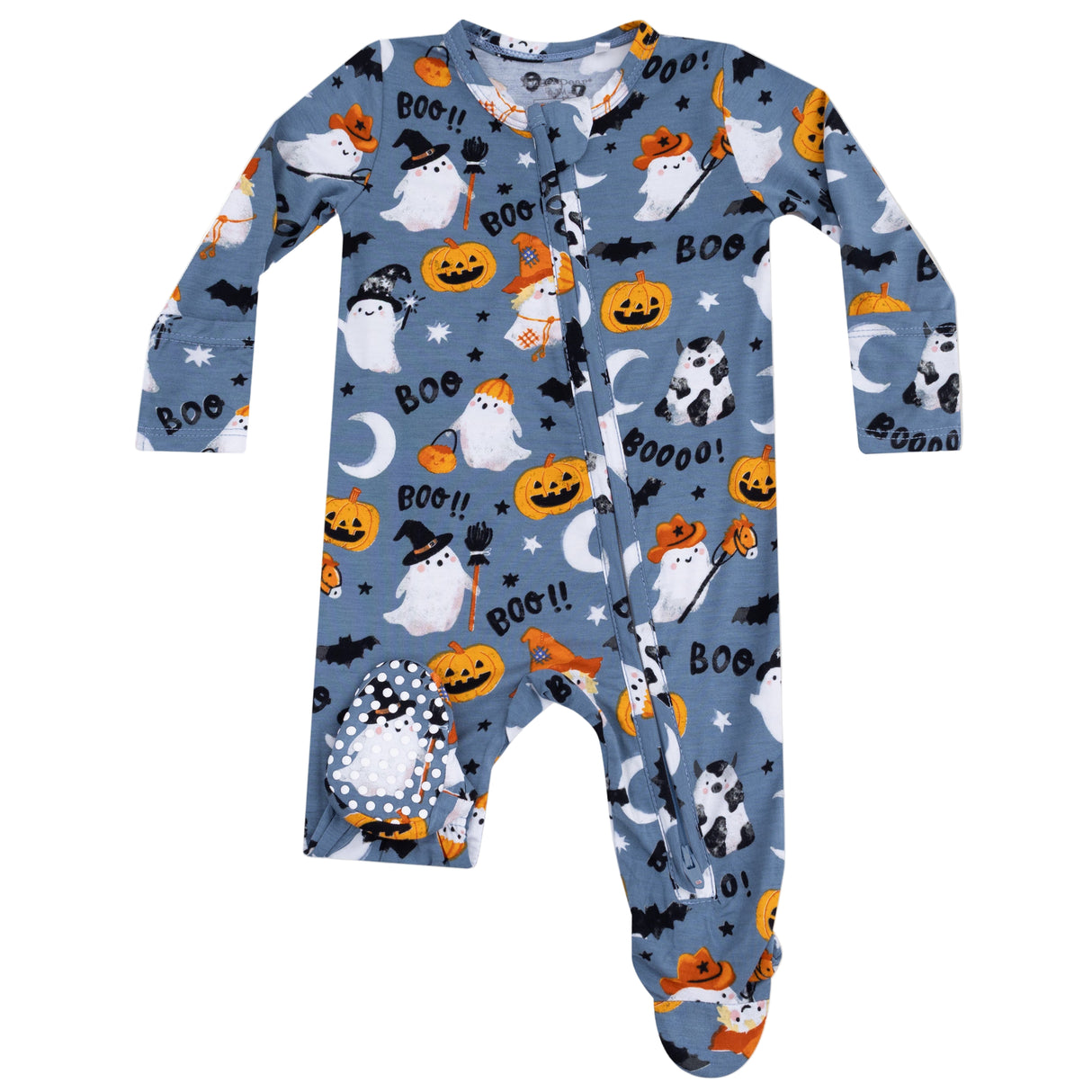 2 Way Zipper Footie - Costumed Ghosts - Glow in the Dark - HoneyBug 