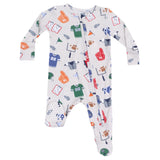 2 Way Zipper Footie - Game Day Grey - HoneyBug 