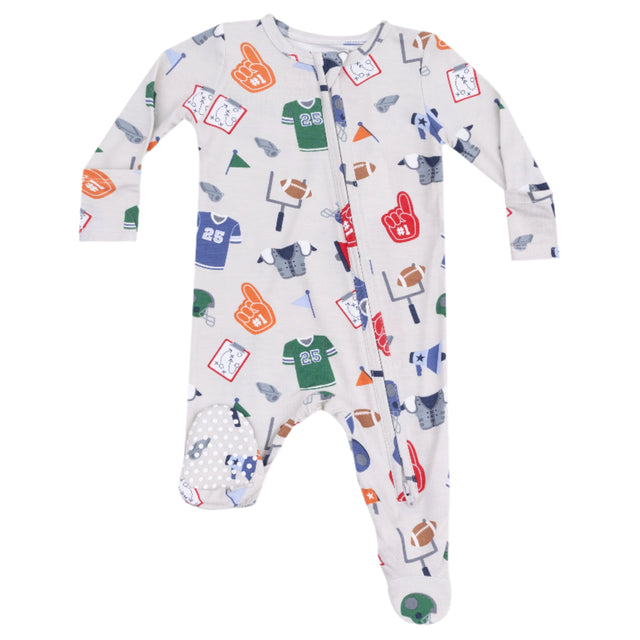 2 Way Zipper Footie - Game Day Grey - HoneyBug 