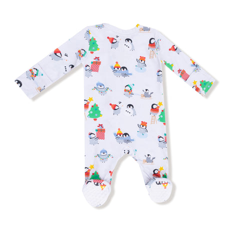 Holiday Penguins - 2 Way Zipper Footie - HoneyBug 