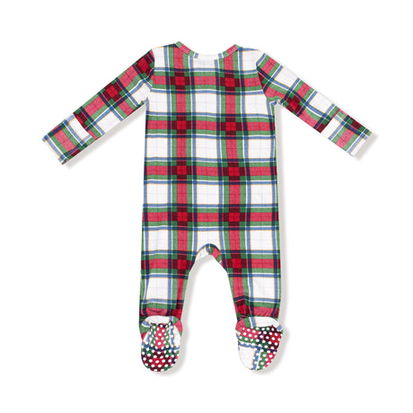 2 Way Zipper Footie - Holiday Plaid - HoneyBug 