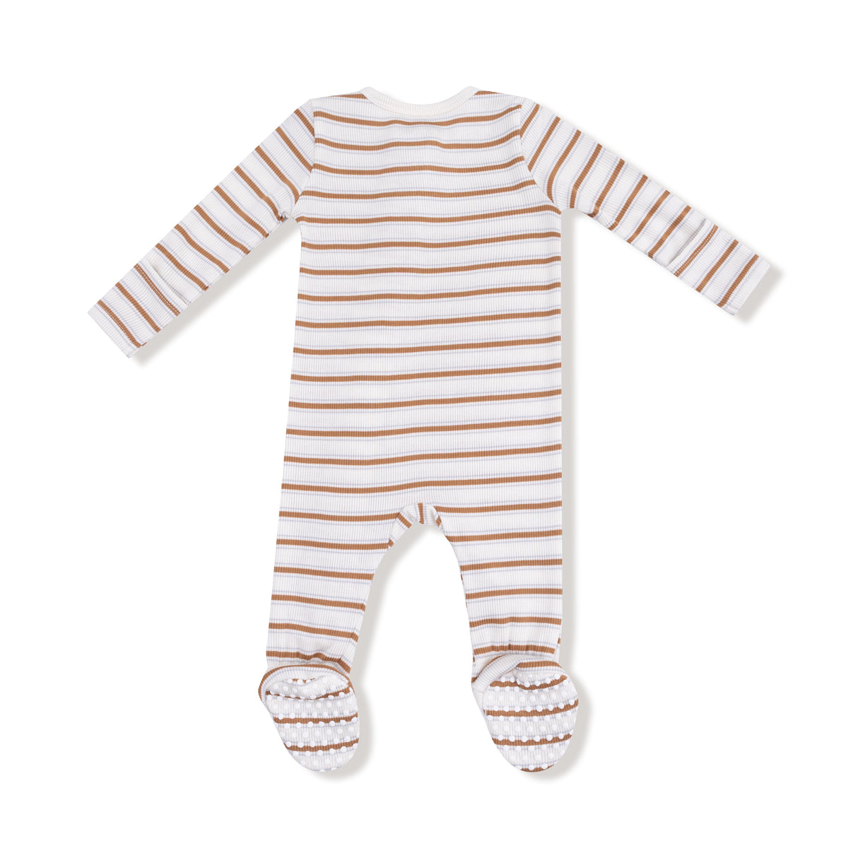 2 Way Zipper Footie - Vintage Stripe - Brown - HoneyBug 