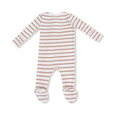 2 Way Zipper Footie - Vintage Stripe - Brown - HoneyBug 