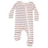 2 Way Zipper Footie - Vintage Stripe - Brown - HoneyBug 