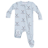 2 Way Zipper Footie - Hockey - Stone Blue - HoneyBug 