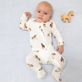 2 Way Zipper Footie - Mini Horses - HoneyBug 