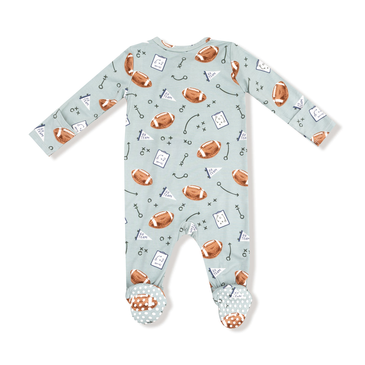 2 Way Zipper Footie - Touchdown Time Grey Mist - HoneyBug 