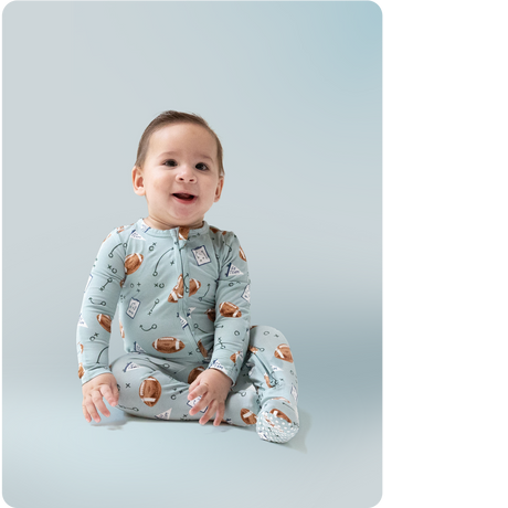 2 Way Zipper Footie - Touchdown Time Grey Mist - HoneyBug 