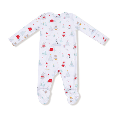 2 Way Zipper Footie - Santa Ski Friends - HoneyBug 