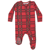 2 Way Zipper Footie - Vintage Holiday Plaid