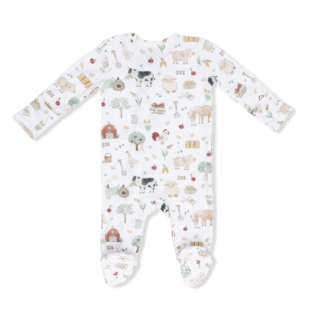 Cute Farm Animals Uni - 2 Way Zipper Footie, Swaddle  & Bandana Bib Set