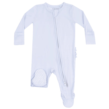 2 Way Zipper Ruffle Back Footie - Arctic Ice - HoneyBug 