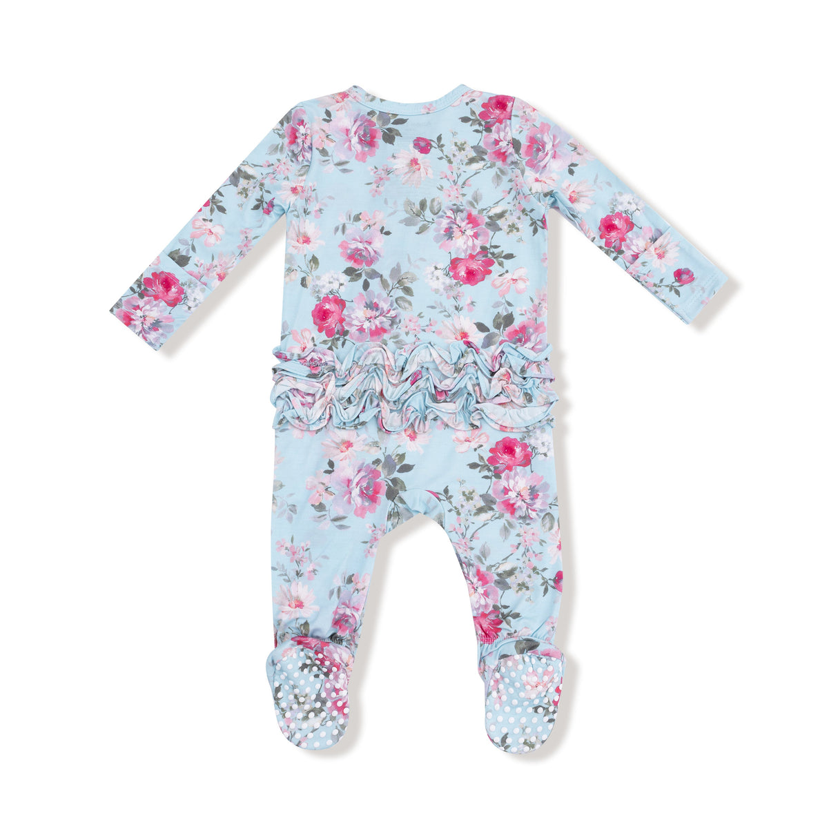 2 Way Zipper Ruffle Back Footie - Charlotte Floral - HoneyBug 