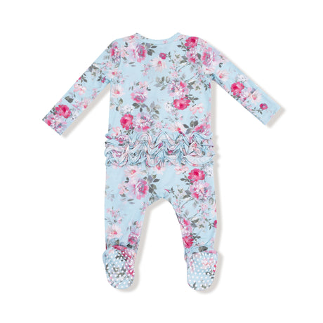 2 Way Zipper Ruffle Back Footie - Charlotte Floral - HoneyBug 