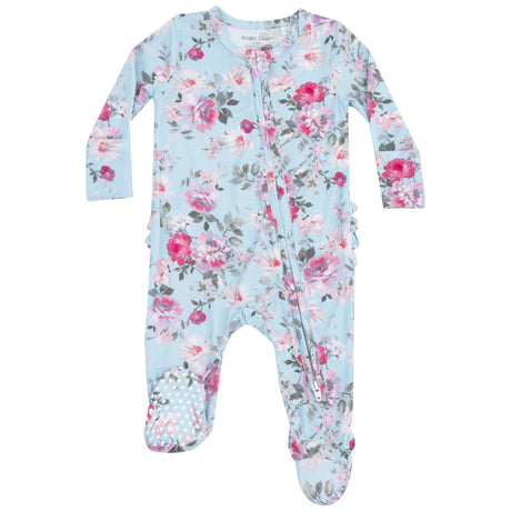 2 Way Zipper Ruffle Back Footie - Charlotte Floral - HoneyBug 