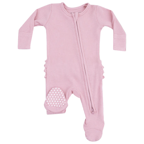 2 Way Zipper Ruffle Back Footie - Cameo Pink - HoneyBug 