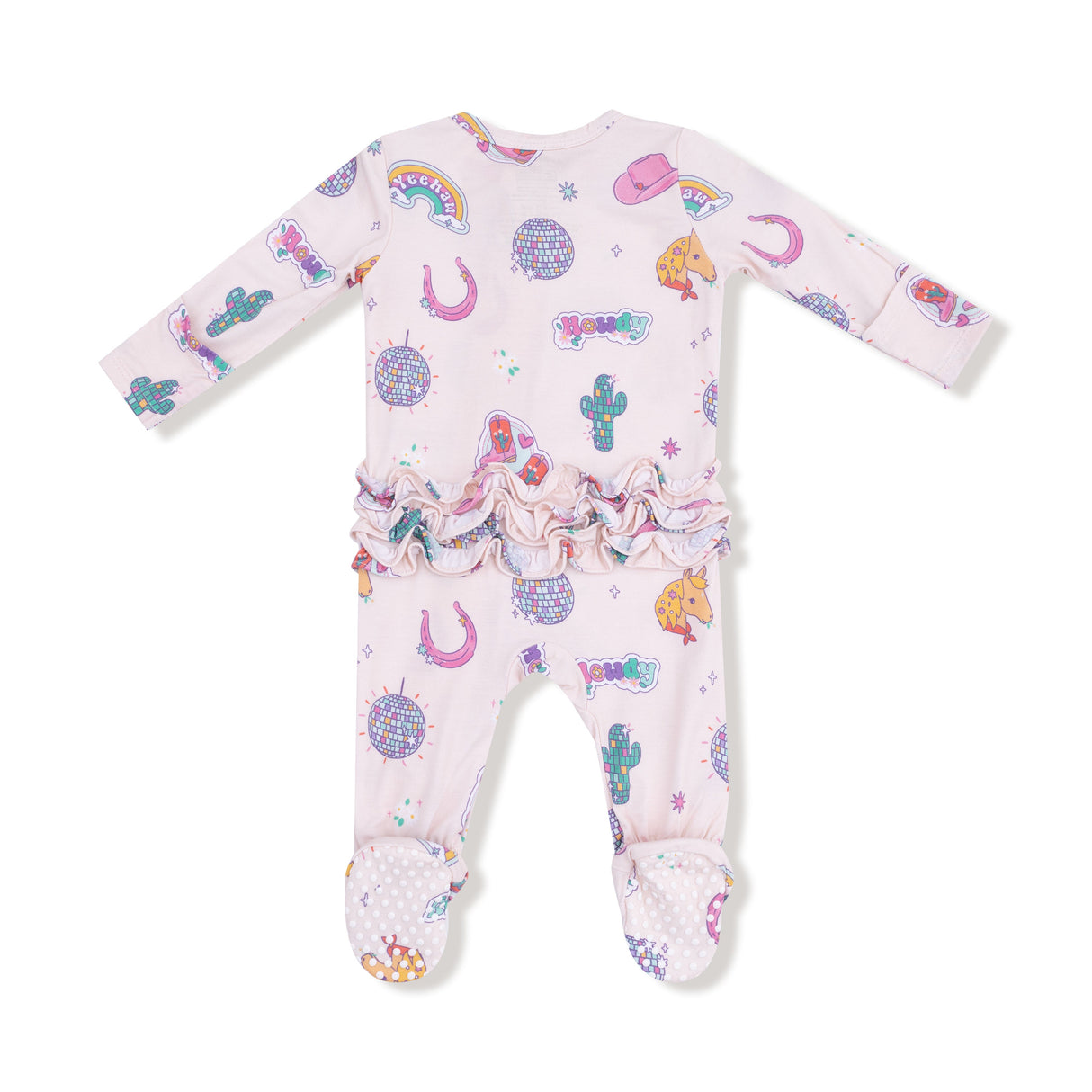 2 Way Zipper Ruffle Back Footie - Disco Cowgirl - HoneyBug 