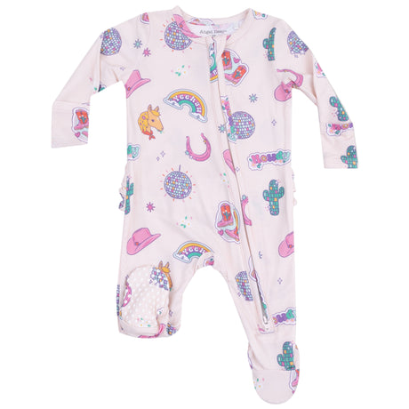 2 Way Zipper Ruffle Back Footie - Disco Cowgirl - HoneyBug 