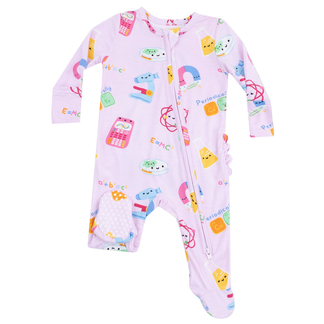 2 Way Zipper Ruffle Back Footie - Future Scientist - Pink - HoneyBug 