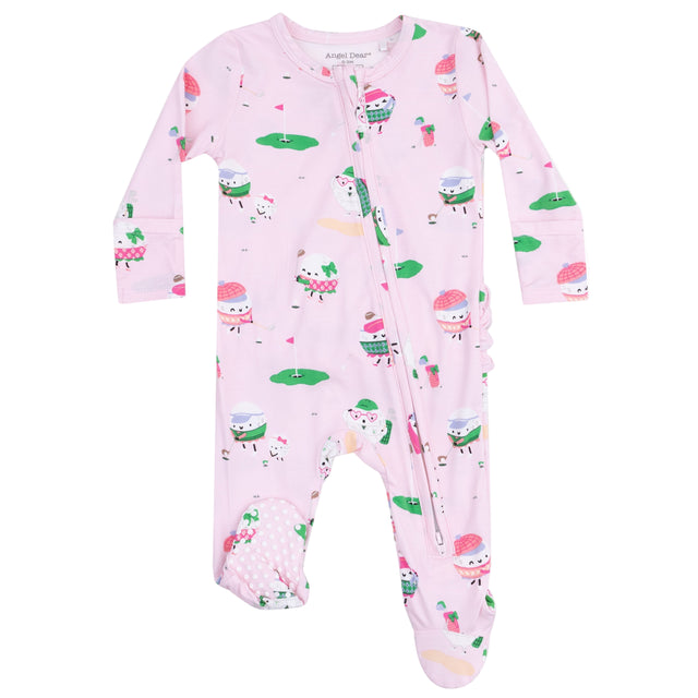 2 Way Zipper Ruffle Back Footie - Golf Pros - Pink - HoneyBug 