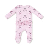 2 Way Zipper Ruffle Back Footie - Hockey - Pink - HoneyBug 