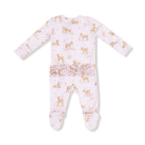 2 Way Zipper Ruffle Back Footie - Little Fawn - HoneyBug 