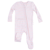 2 Way Zipper Ruffle Back Footie - Pink Multi Stripe - HoneyBug 