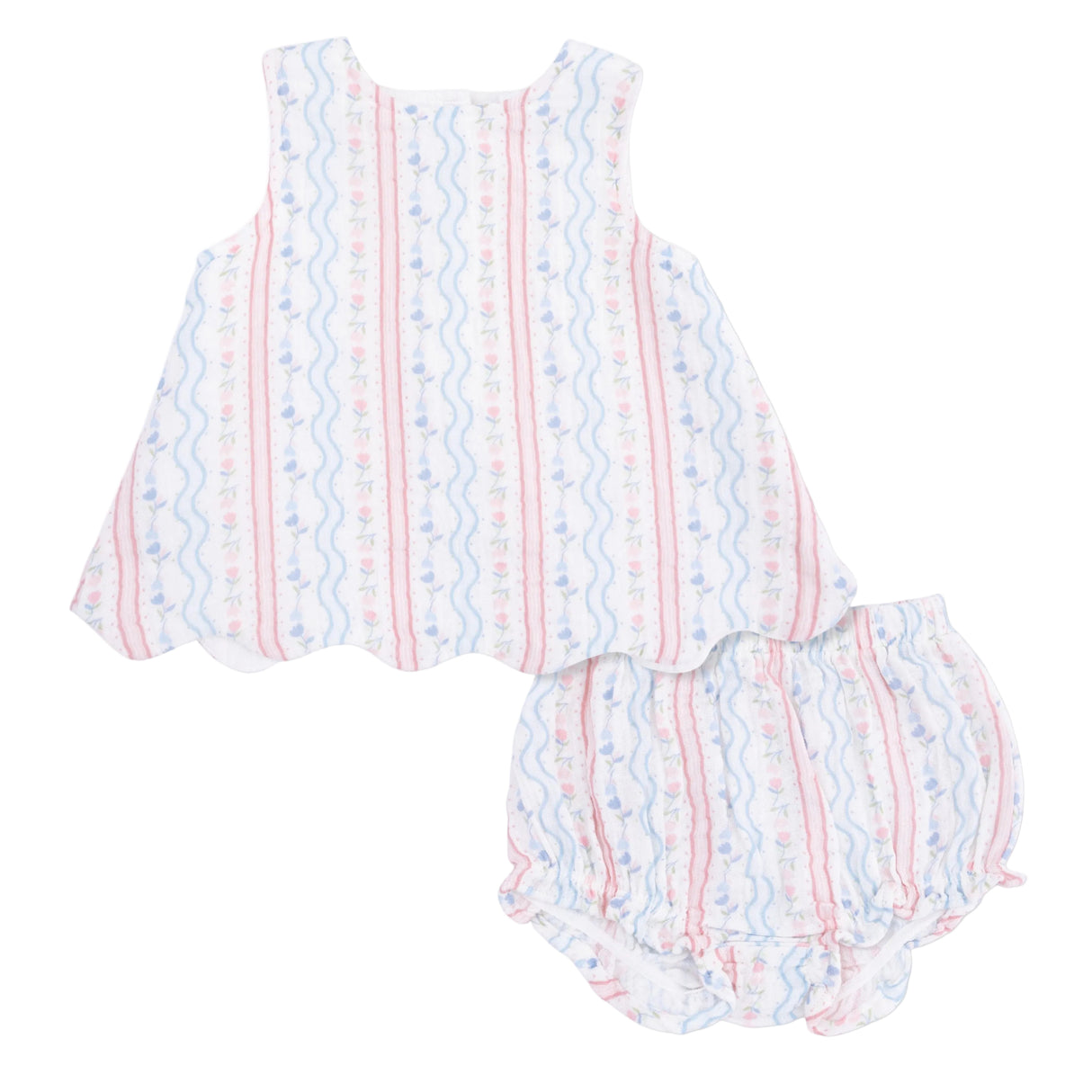 Tulip Stripe - Scallop Back Top with Bloomer