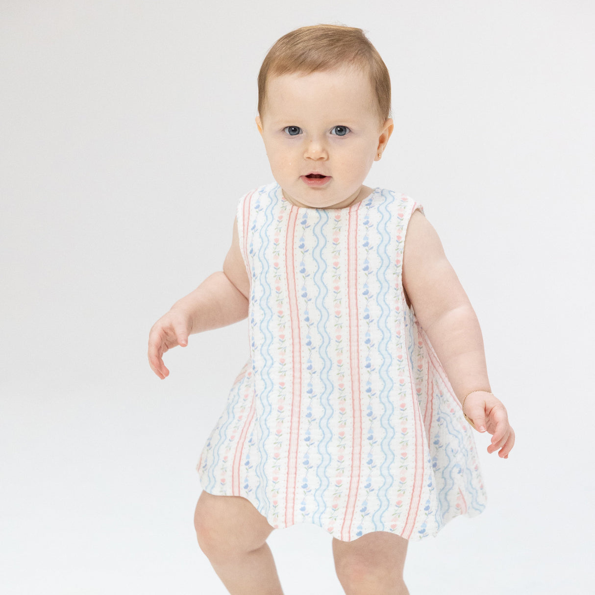 Tulip Stripe - Scallop Back Top with Bloomer