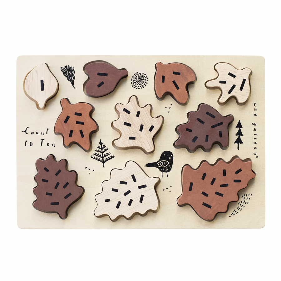 Wooden Tray Puzzle - Count to 10 Leaves - HoneyBug 