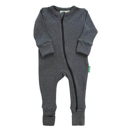 Snuggle Soft Melange '2-Way' Zipper Romper - Charcoal - HoneyBug 