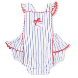 Baseball Stripe - Ric Rac Ruffle Sunsuit