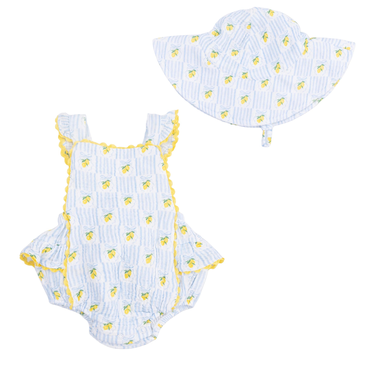Lovely Lemons - Ric Rac Ruffle Sunsuit & Sun Hat