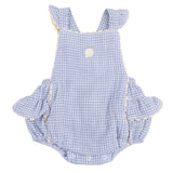 Micro Gingham Blue Blizzard - Ric Rac Ruffle Sunsuit