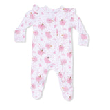 Ribbon Ballerinas - 2 Way Ruffle Sleeve Zipper Footie
