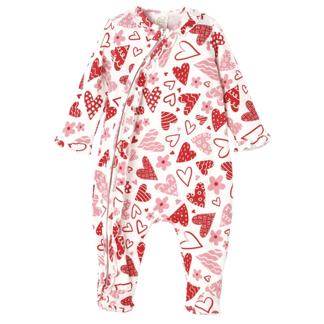 Hearts Bamboo Zipper Romper - HoneyBug 
