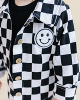 Cotton Shacket | Smiley Checkered Black - HoneyBug 