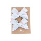 Tiny Cherry Stripe - 2 Pack Bow Clips